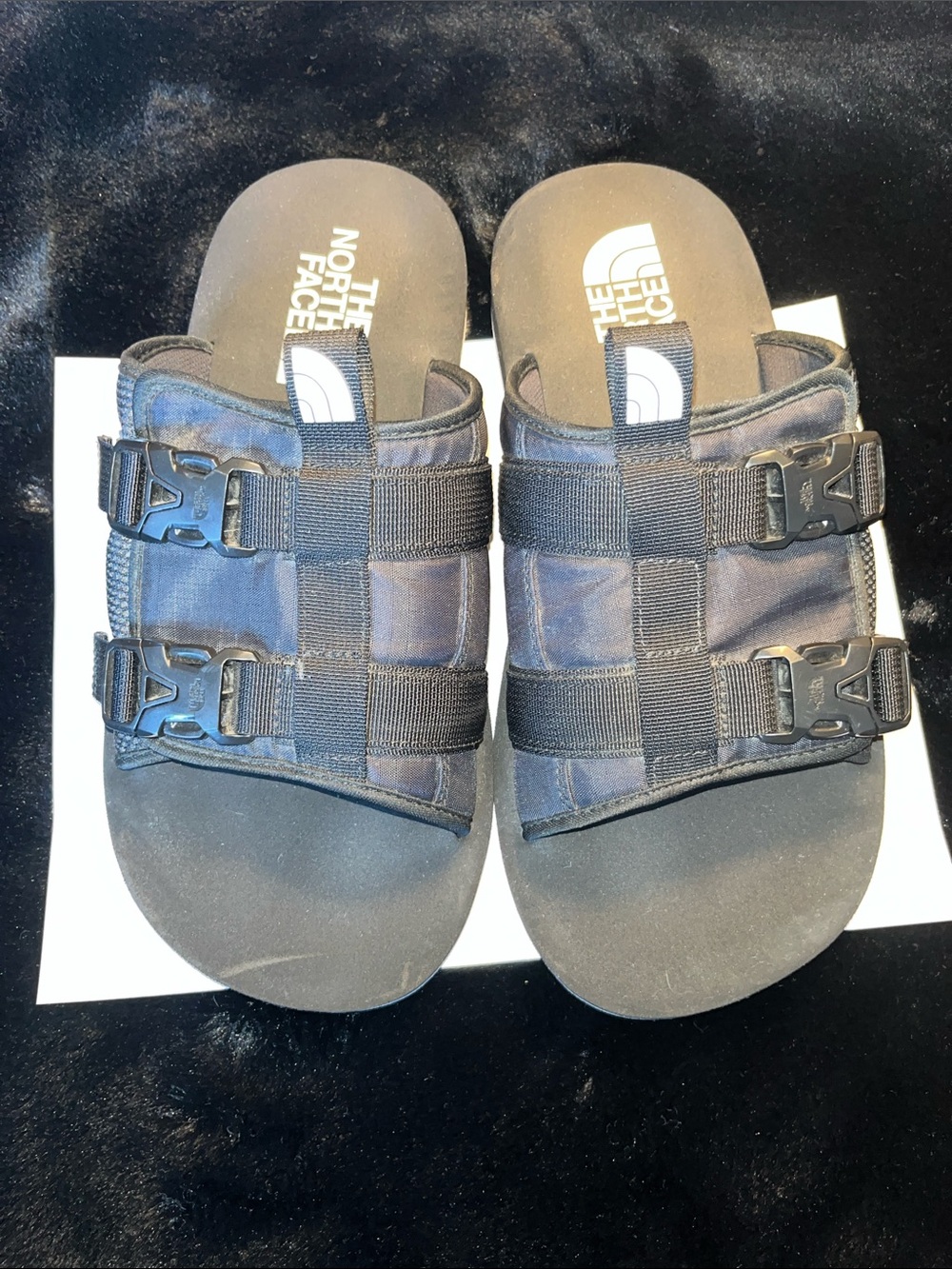 The North Face Black Double-Buckle Slide Sandals